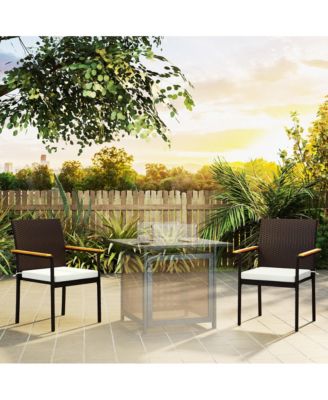 2 PCS Wicker Dining Chair, Outdoor Dining Chairs w