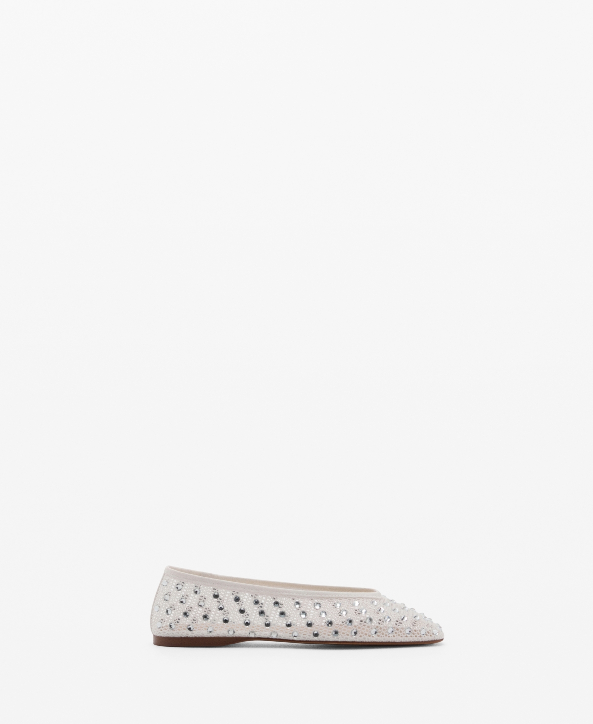 Mango Mesh Shoe With Rhinestone Detail White In White