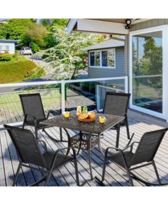 Set of 2 Metal Patio Rocking Chair with Breathable Seat Fabric