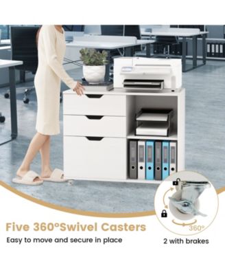 3-Drawer File Cabinet with Adjustable Shelf and Wheels for Letter