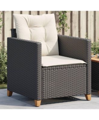 Garden Chair Black, Cream White PE rattan 24 x 26.4 x 27.2 in
