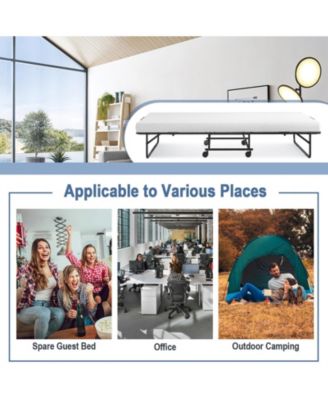 Twin Size Metal Folding Bed with Memory Foam Mattress