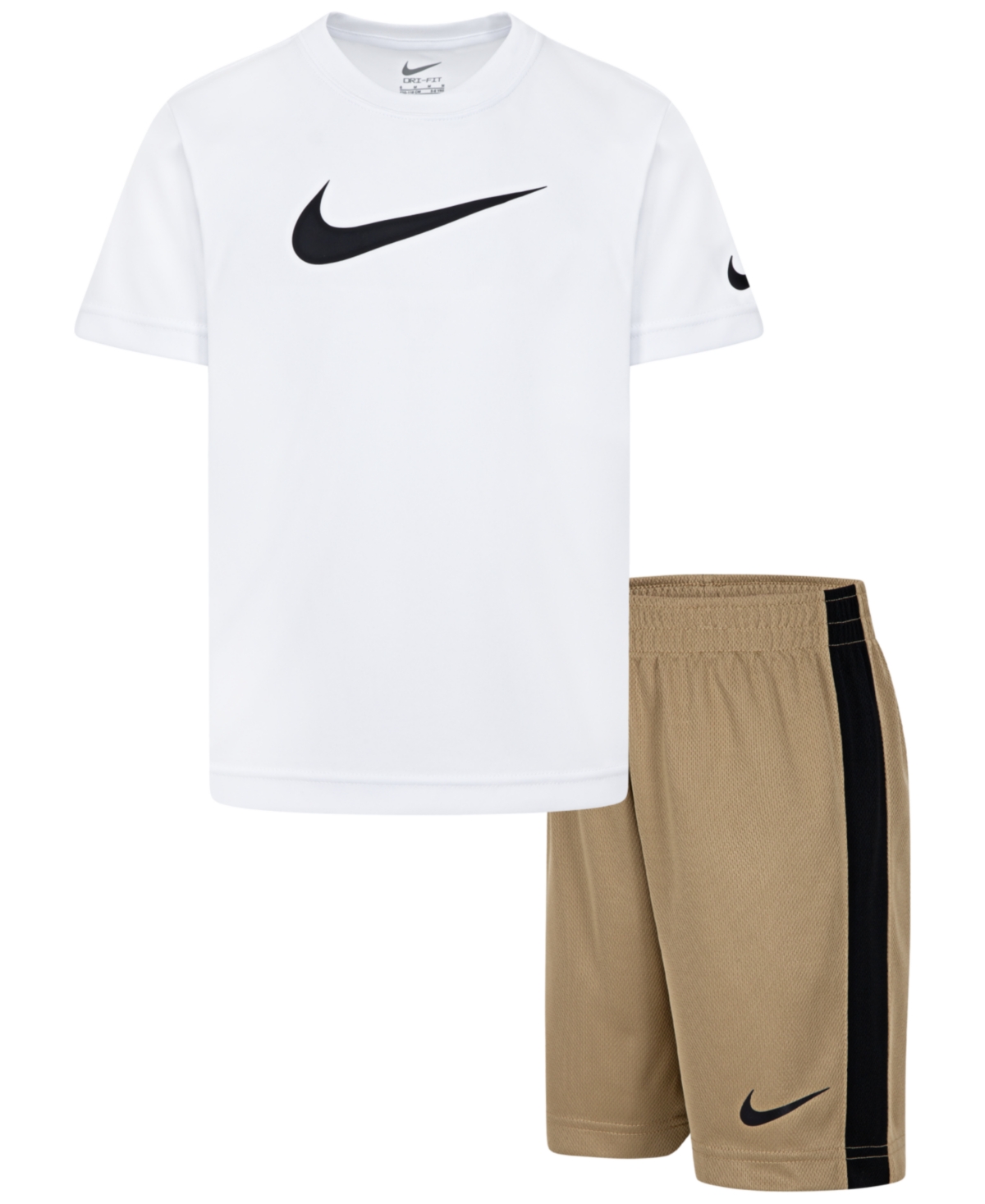 Nike Little Boys 2-piece Swoosh T-shirt And Shorts Set In Parachute Beige