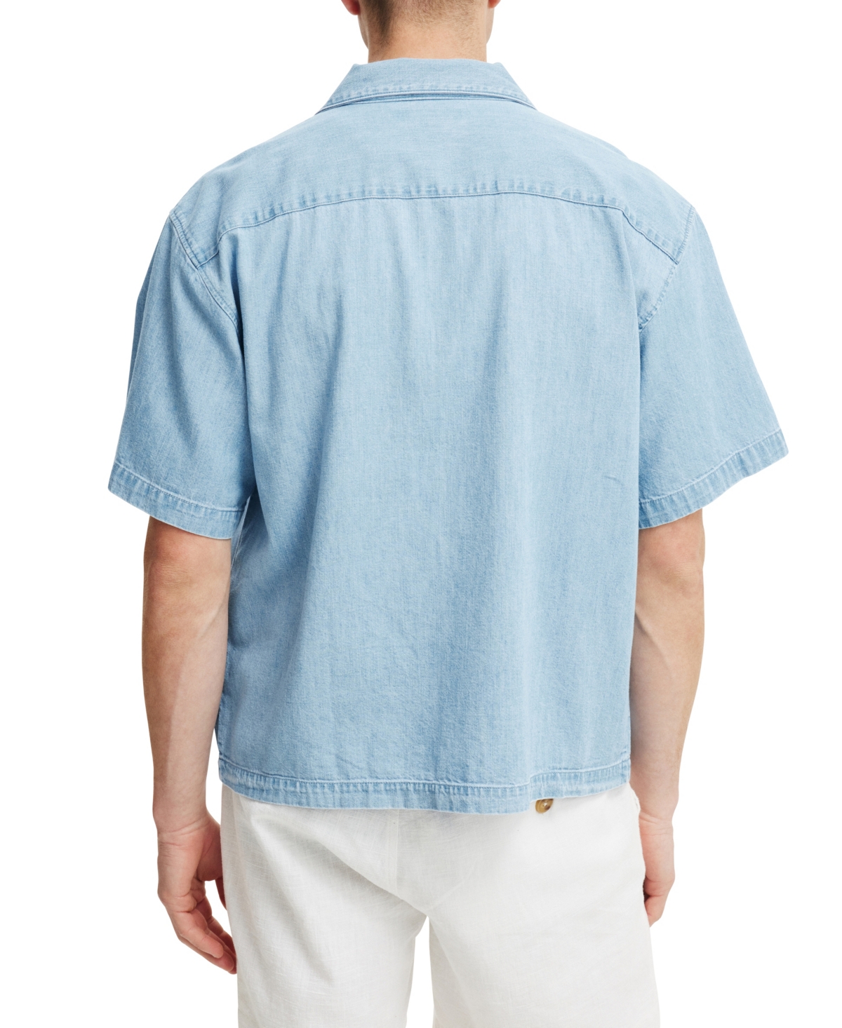 COTTON ON MEN'S DENIM BOX FIT SHORT SLEEVE SHIRT 