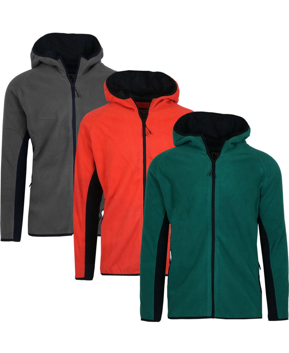 Galaxy By Harvic Men's 3-pack Polar Fleece Tech Zip Hoodie In Multi