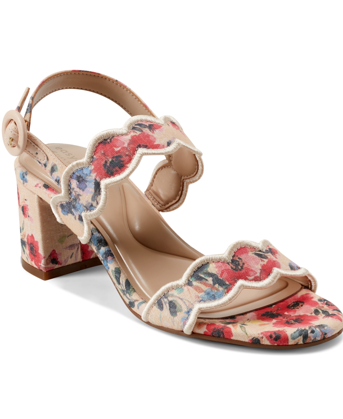 Shop Easy Spirit Women's Daana Block Heel Slingback Sandals In Soft Pink Floral