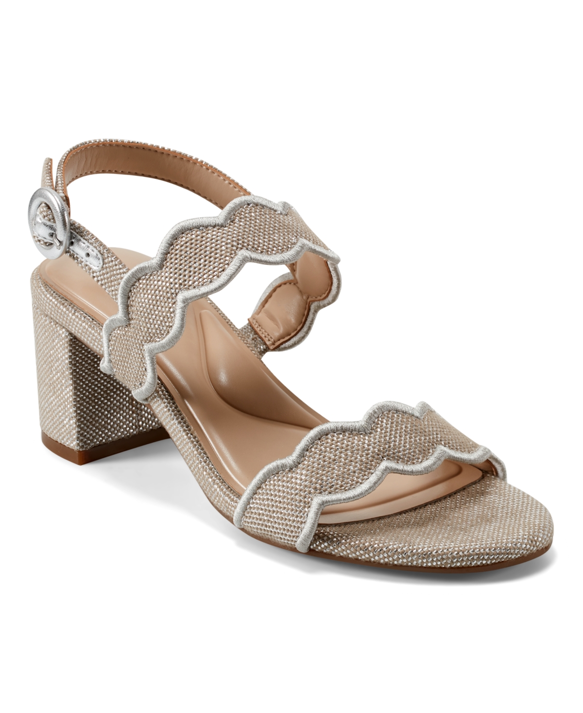 Shop Easy Spirit Women's Daana Block Heel Slingback Sandals In Silver,natural