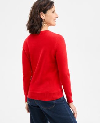 Style & Co Style & Co Women's Cotton Crewneck Flag Sweater