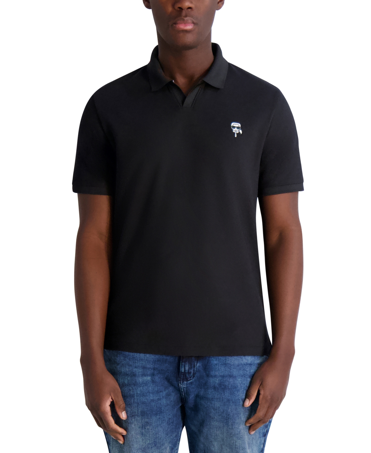 Karl Lagerfeld Men's Regular-fit Karl Head Pique Polo Shirt In Black
