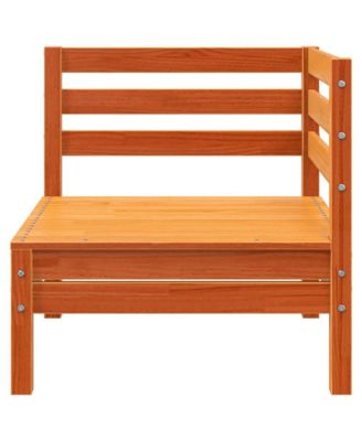 Patio Sofa 2-Seater with Footstool Wax Brown Solid Wood Pine