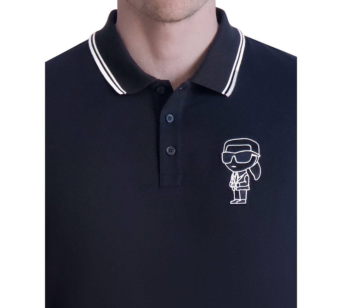 Karl Lagerfeld Men's Karl Caricature Polo Shirt In Black