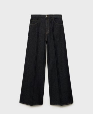 MANGO - Women's Wide Leg Rinse-Wash Jeans