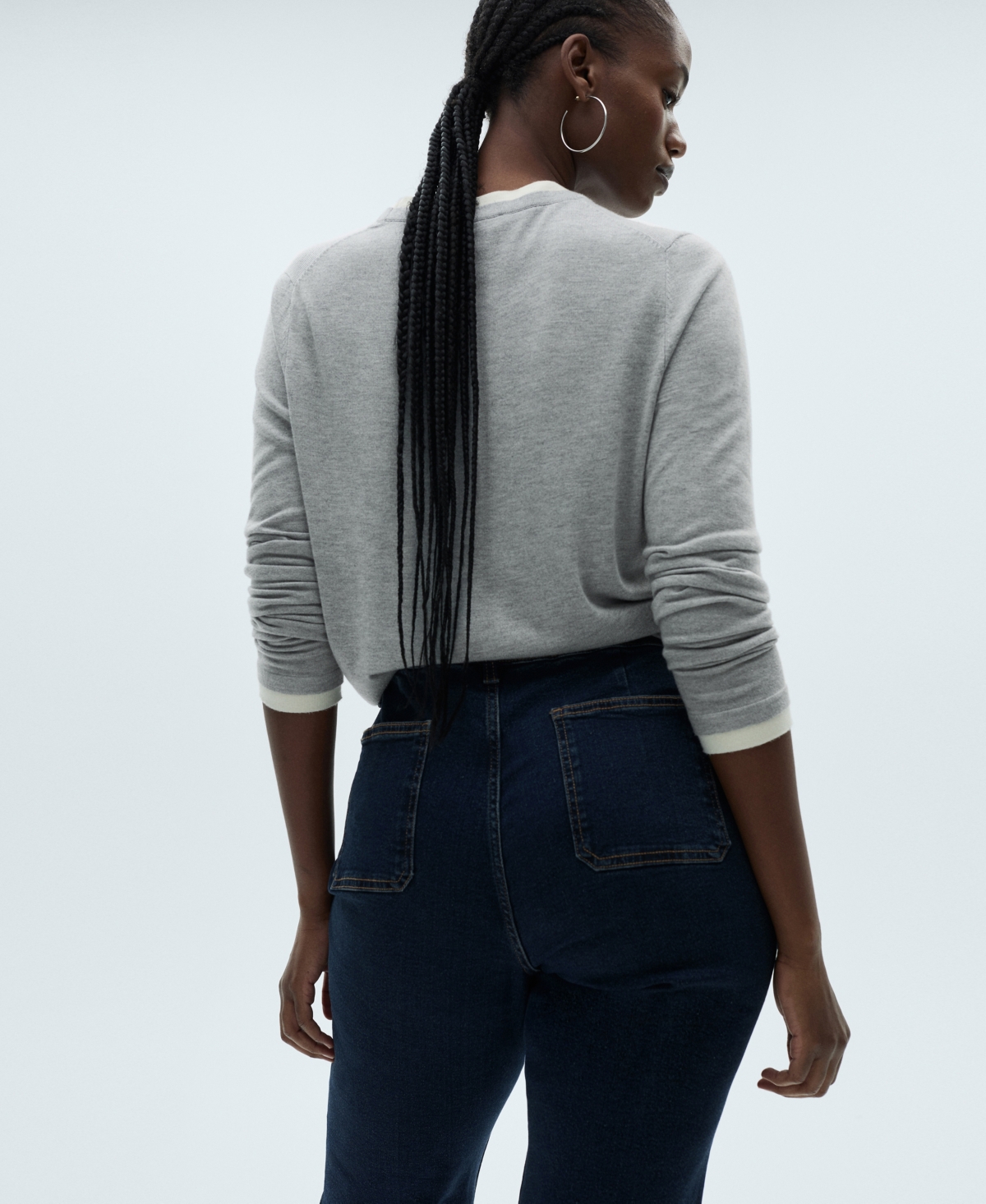 Mango Women's Flared Cropped Jeans In Dark Blue