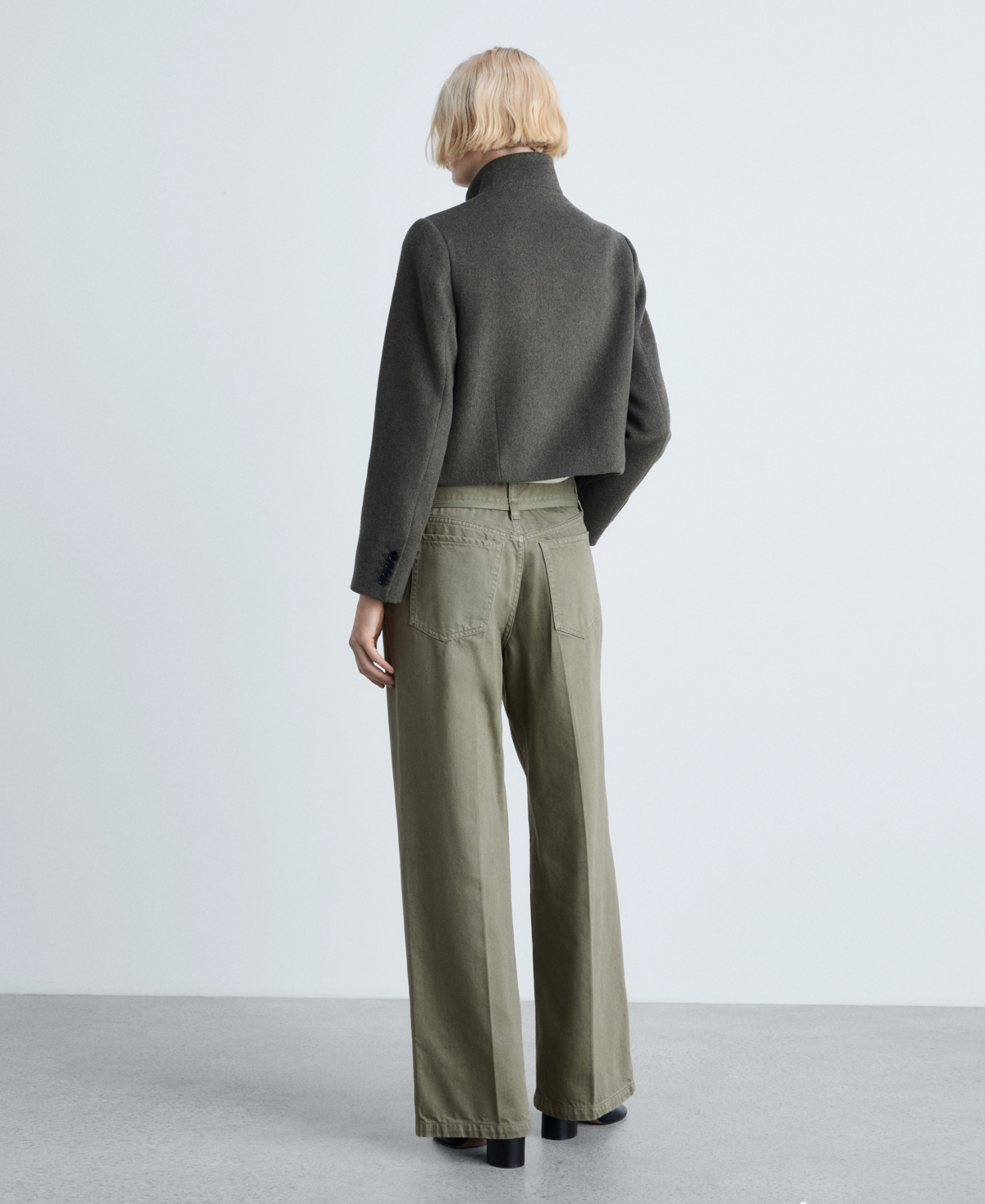 Mango Women's Belt Detail Wide Leg Jeans In Khaki