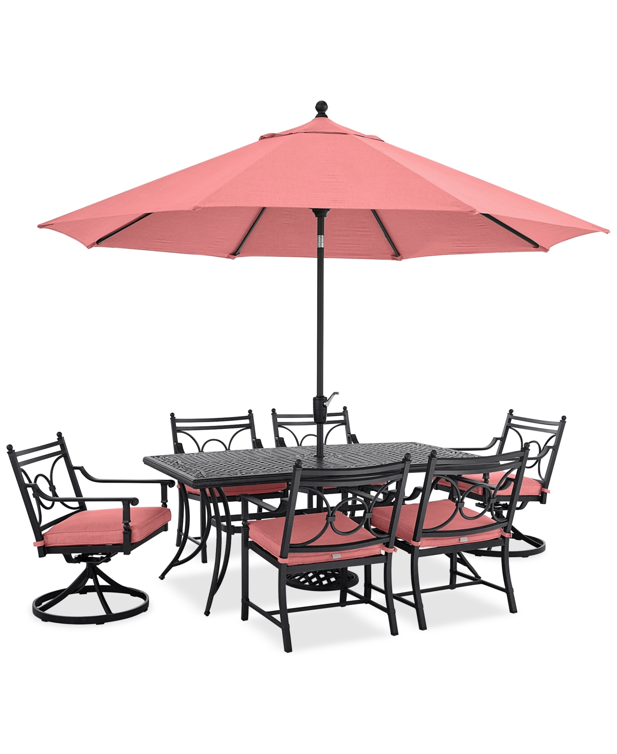 Agio Wythburn Outdoor Dining 7pc Set (72x38" Table & 6 Scroll Dining Chairs)