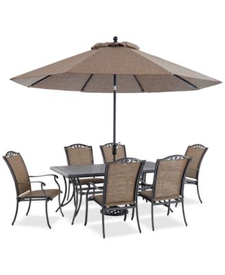 Agio - Wythburn Outdoor Dining 7pc Set (72"x38" Table & 6 Filigree Sling Dining Chairs)