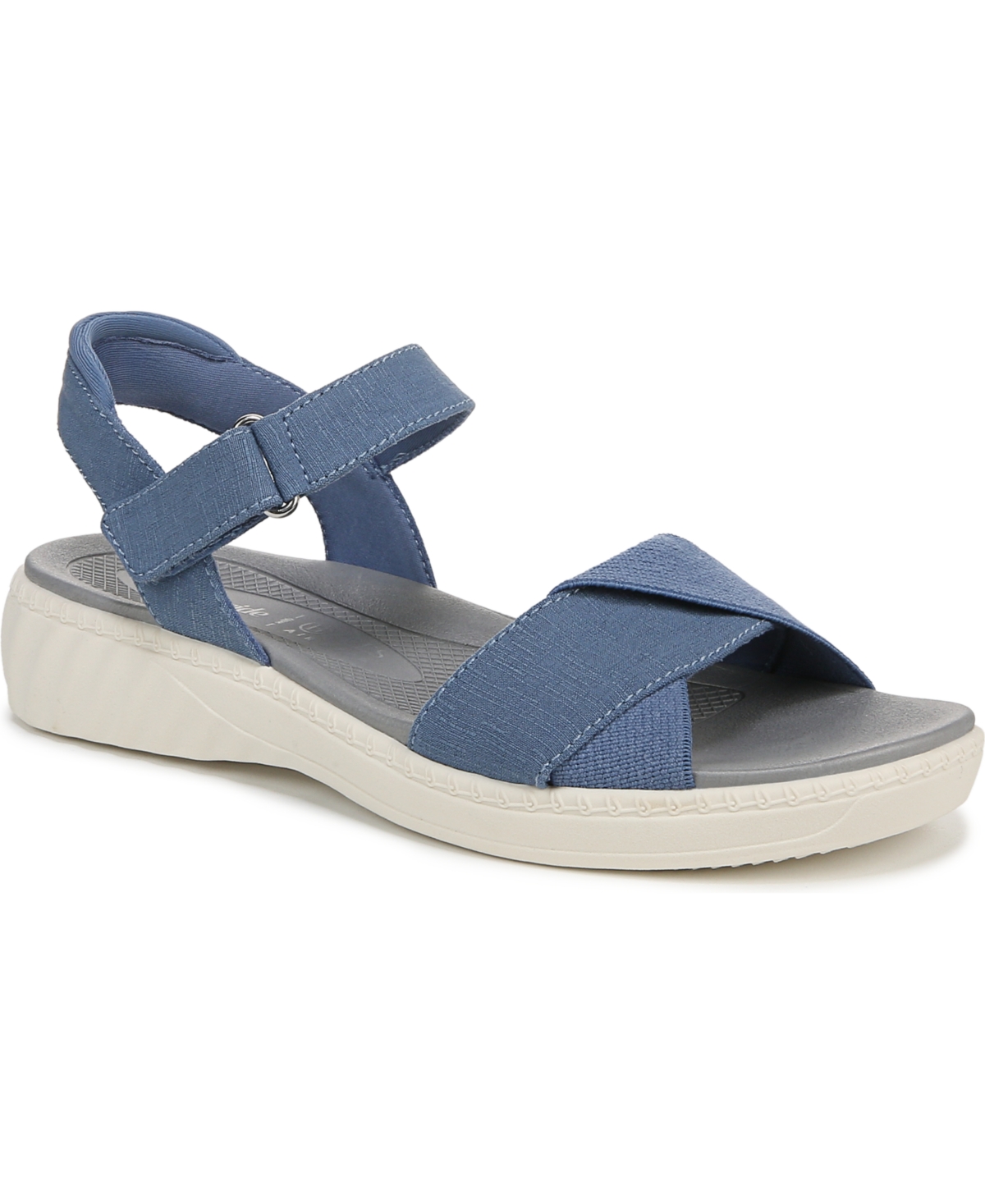 Women's Lane Washable Open Round Toe Strappy Sandals - Coral Beach Stretch Denim Fabric