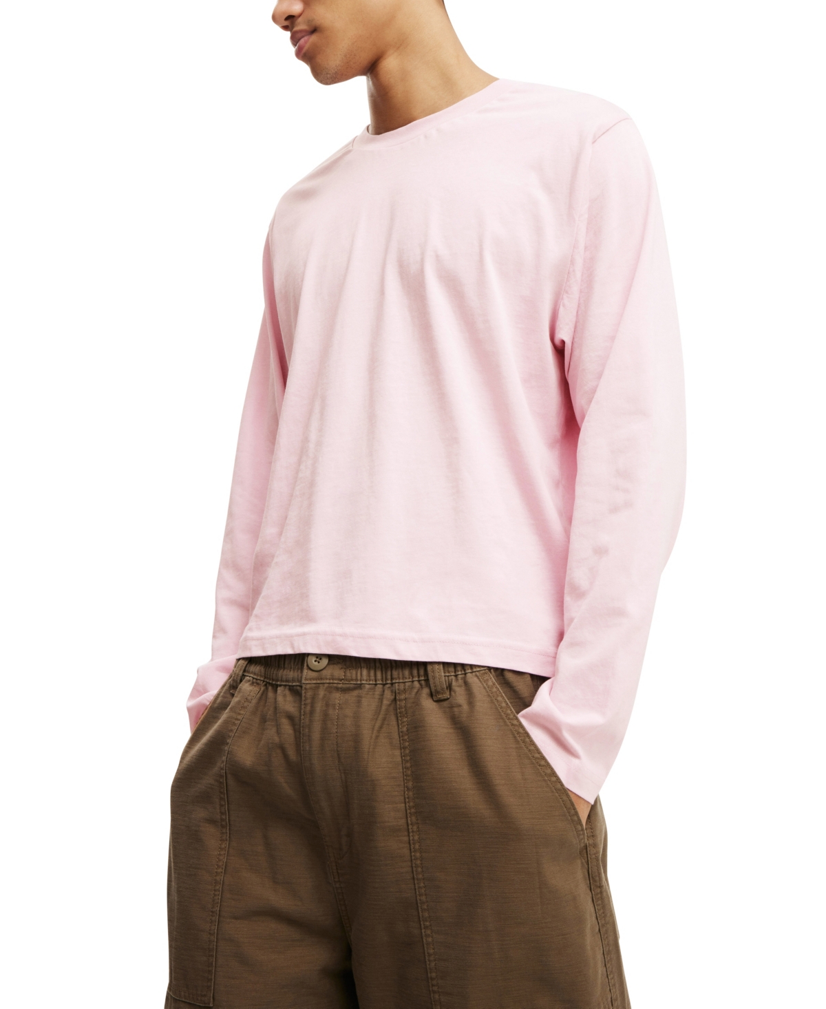 COTTON ON MEN'S CROPPED FIT LONG SLEEVE T-SHIRT 