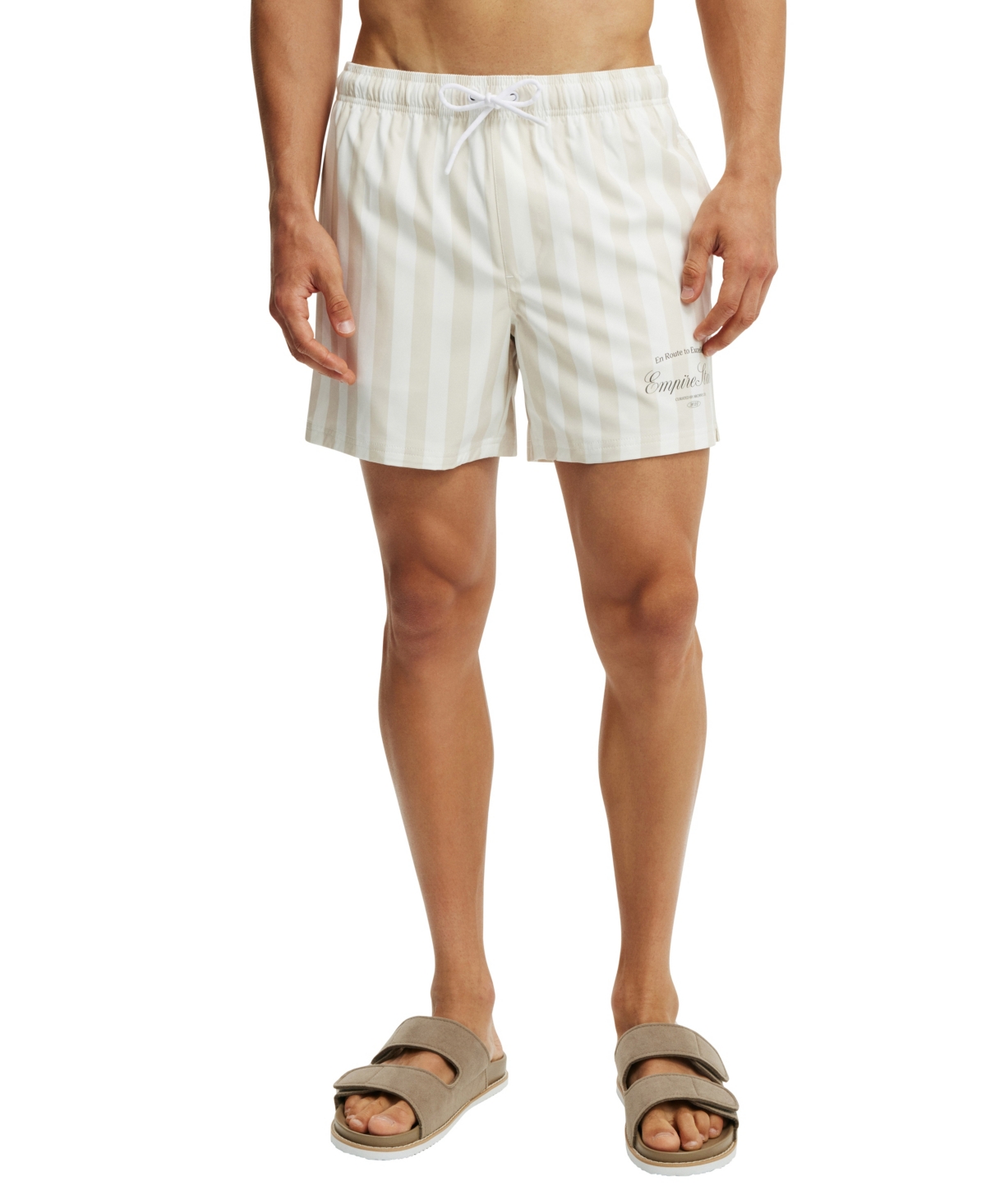 Shop Cotton On Men's Stretch Swim Shorts In Stone Empire State