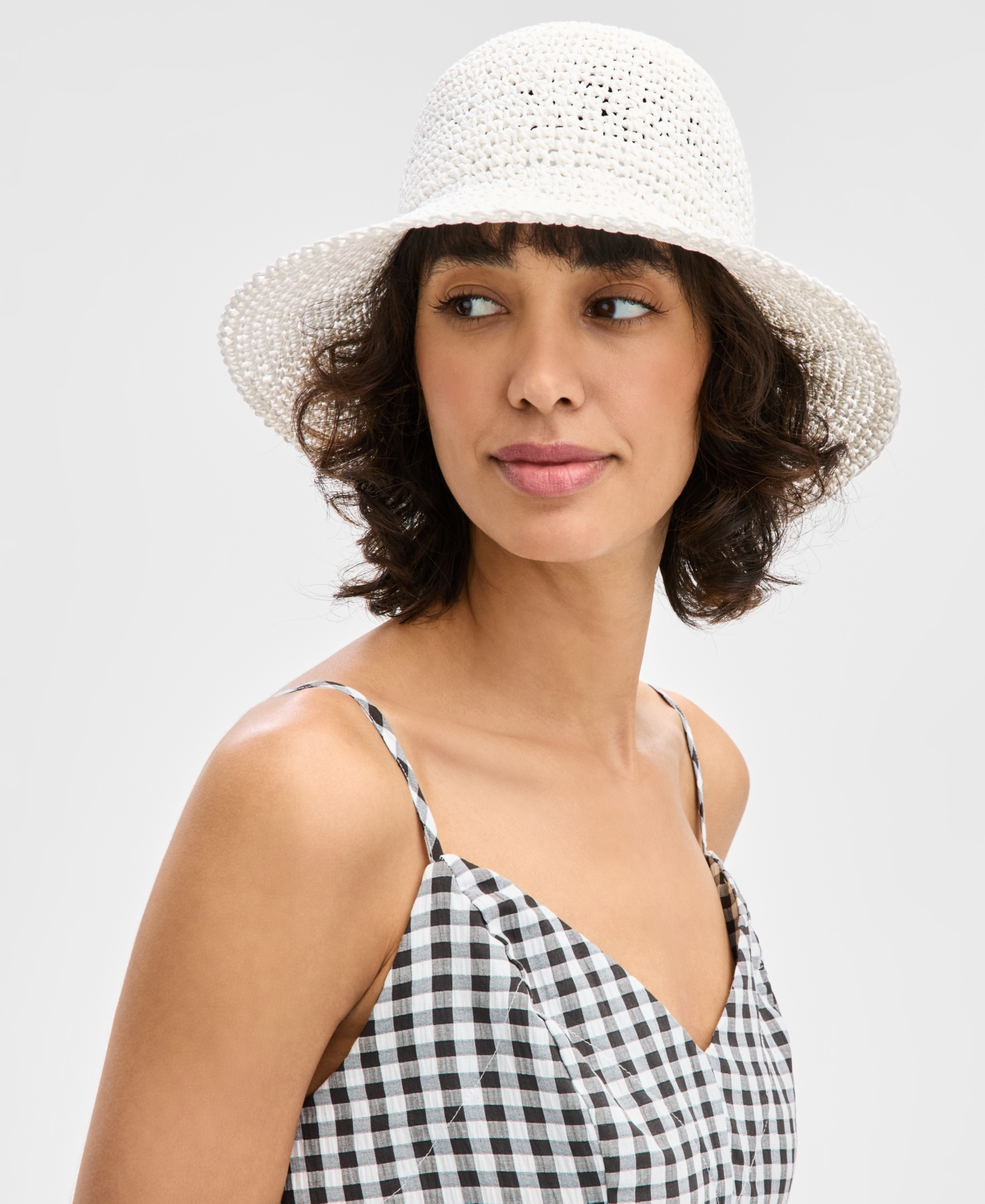 Solid Crochet Bucket Hat, Exclusively at Macy's - White