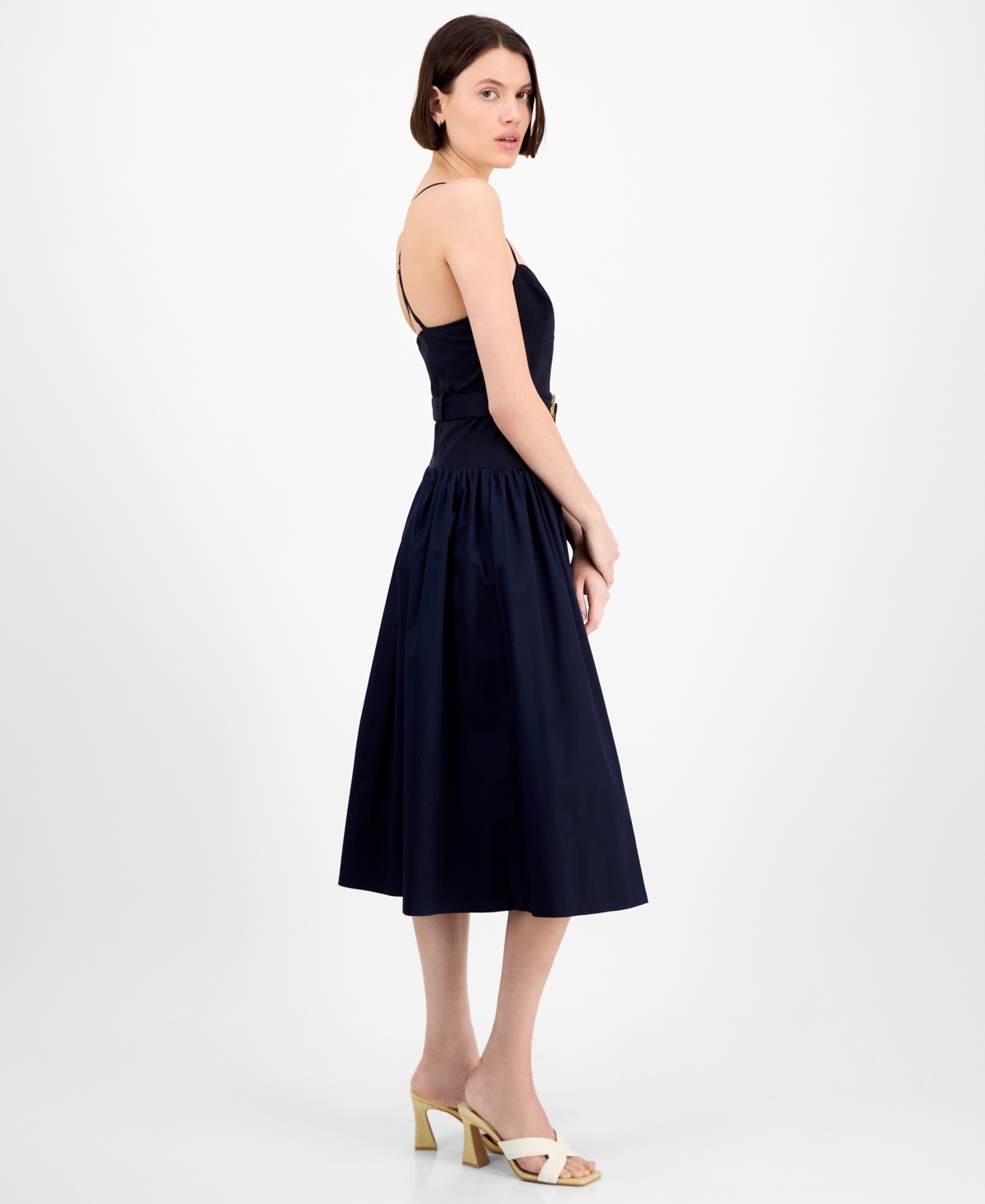 En Saison Women's Melody Mixed-media Belted Midi Dress