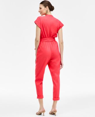 Women's Belted Cap-Sleeve Jumpsuit, Exclusively at Macy's
