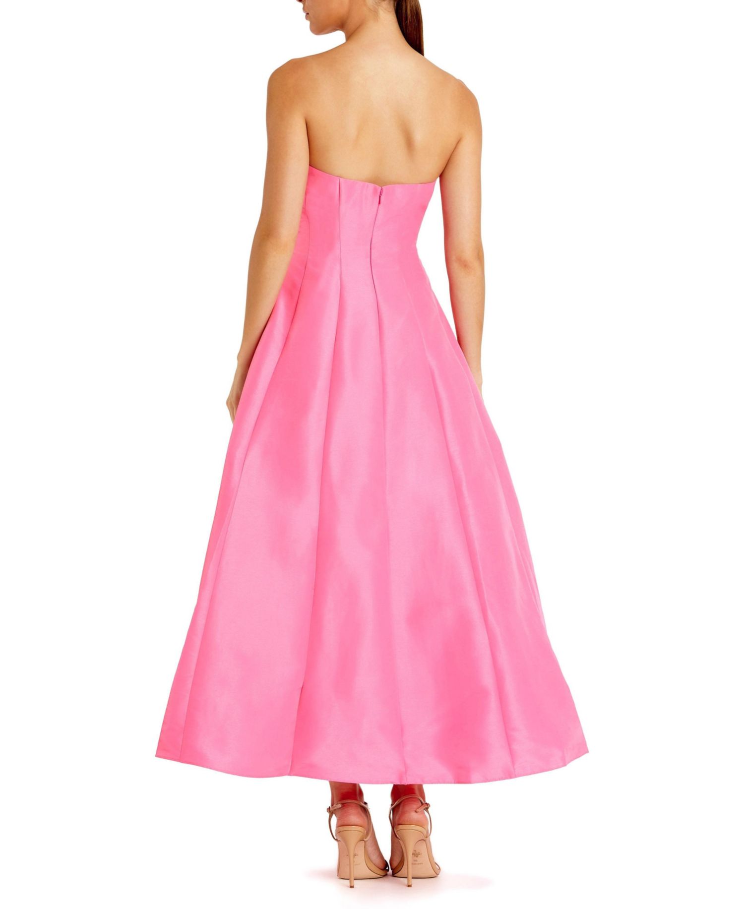 Women's Strapless Bow Tea Length Dress