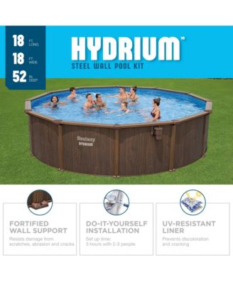 Hydrium 18' x 52" Round Steel Wall Above Ground Swimming Pool Set, Brown