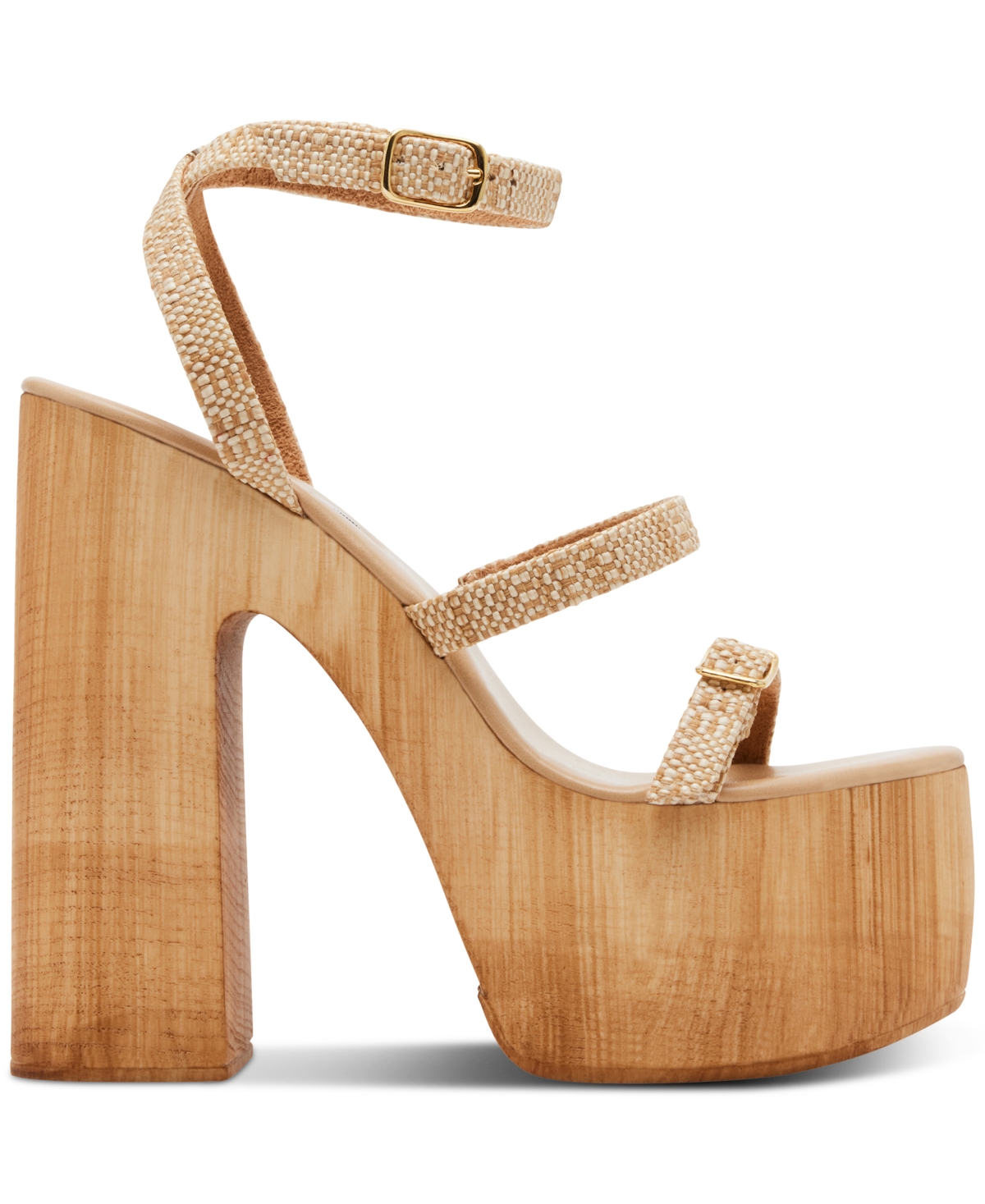 Steve Madden Lilia High Wooden Platform Dress Sandals In Raffia Multi