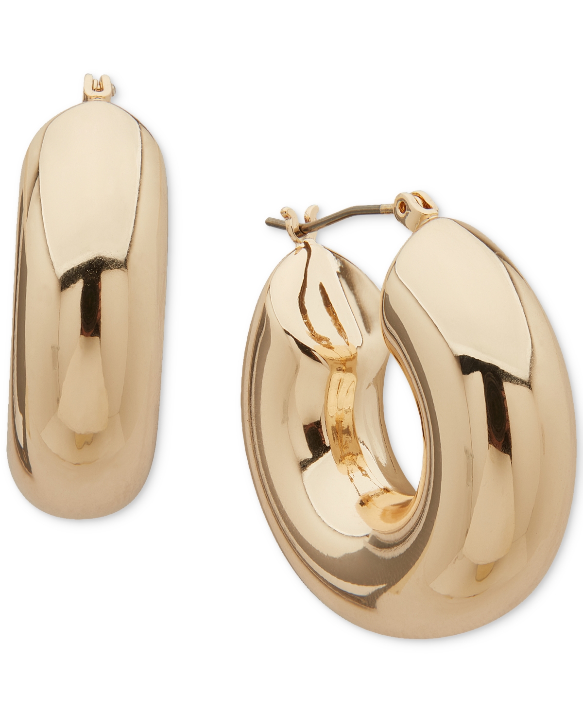 Ddkny Gold Tone 30MM Puffy Hoop Post Earrings 1.18" - Gold
