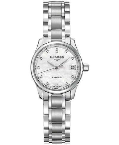 Longines Women's Swiss Automatic Conquest Diamond (1/2 ct. t.w.) Stainless Steel Bracelet Watch 36mm L34010876