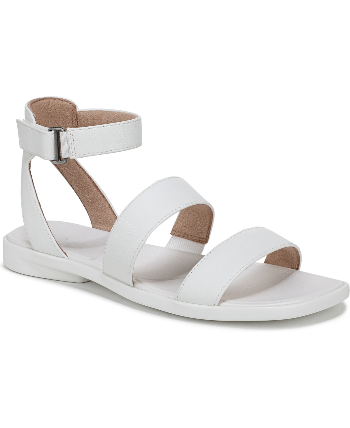 Shop Soul Naturalizer Women's Fiesta Ankle Strap Footbed Flat Sandals In White Faux Leather