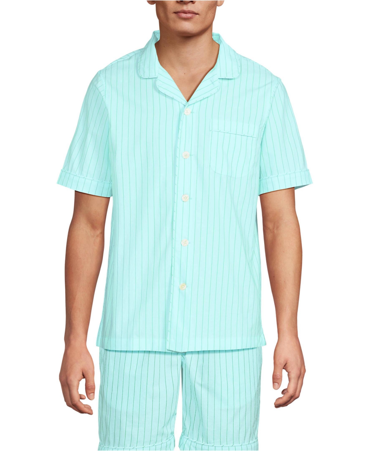 Men's Short Sleeve Essential Pajama Shirt - Bay water green check