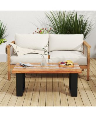 Teak Wood Patio Table with River Feel Tabletop For Outdoor