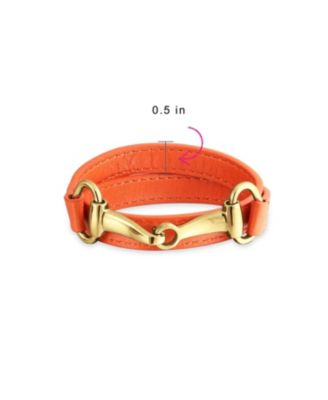 Fashion Leather Equestrian Snaffle Horse Bit Double Layer Wrap Bracelet Silver Tone Stainless Steel