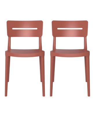 Outdoor Modern Stackable Plastic Patio Dining Chairs (Set of 2)