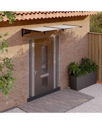 Door Canopy Black and Transparent 78.3"x35.4" Polycarbonate