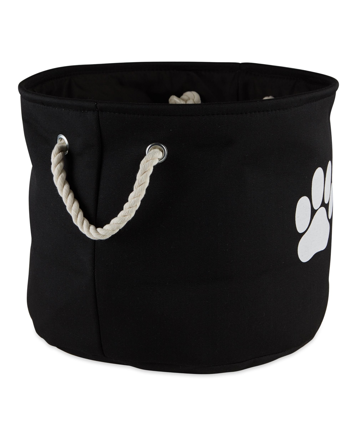 Collapsible Pet Storage Bin with Rope Handles Solid Paw Print - Black