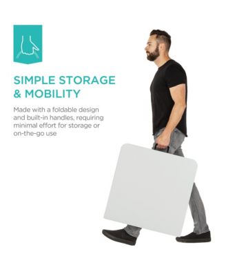 4ft Plastic Folding Table, Indoor Outdoor Heavy Duty Portable w/ Handle, Lock for Picnic