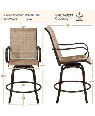2pcs Quick-dry Patio Swivel Texteline Bistro Chairs