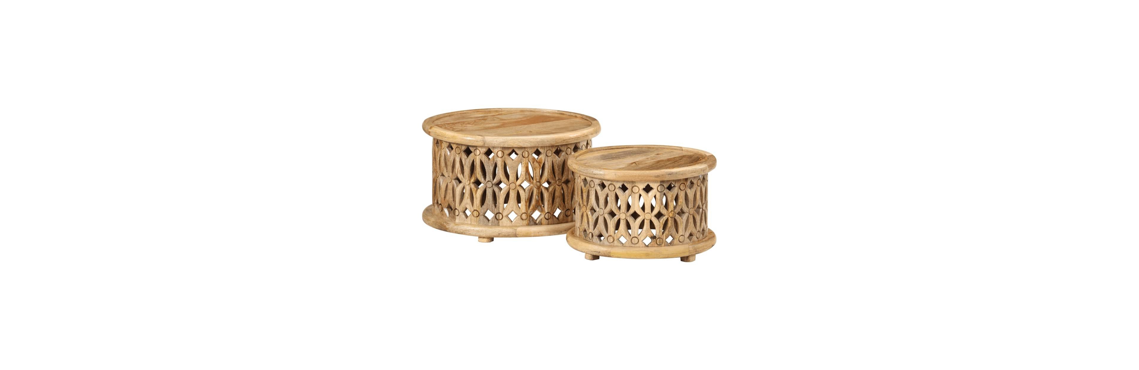 2 Piece Coffee Table Set Solid Wood Mango
