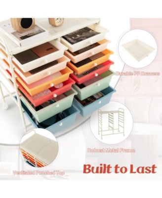12 Drawers Rolling Cart Storage Scrapbook Paper Organizer Bins-Deep