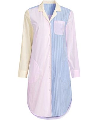 Women's Cotton Poplin Long Sleeve Sleepshirt Nightgown
