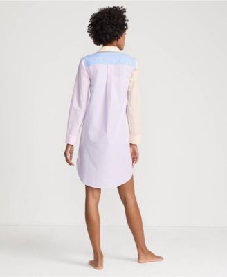 Women's Cotton Poplin Long Sleeve Sleepshirt Nightgown