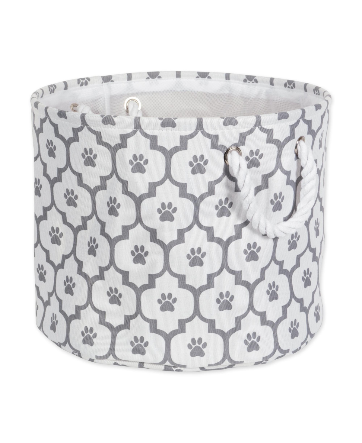 Collapsible Pet Storage Bin Lattice Paw Print - White/gray