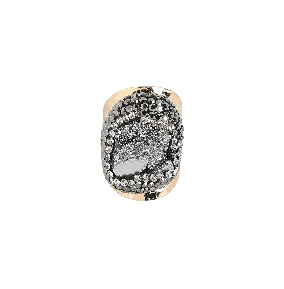 Crystal Crest Cocktail Ring - Silver