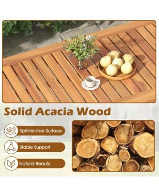 Set of 4 Patio Acacia Wood Furniture Set w/ Soft Cushions & Coffee Table
