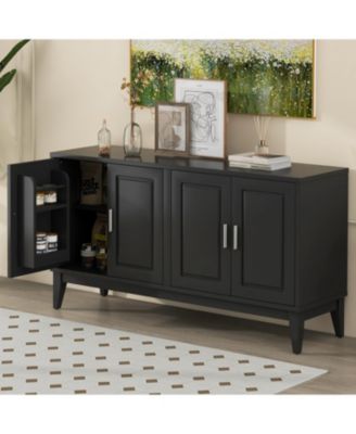 Streamdale 4-Door Sideboard Cabinet with Adjustable Shelf, Black