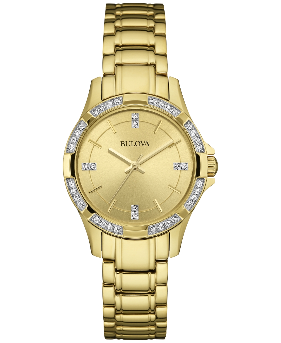 Bulova Womens Gold Tone Stainless Steel Bracelet Watch 30mm 98L220