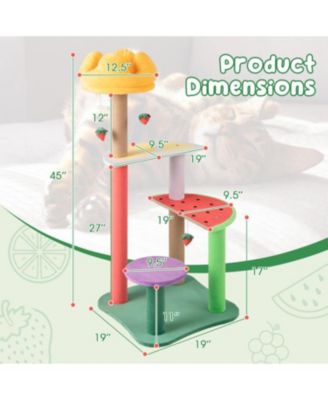 Multi-Level Cat Tree with Plush Padded Perch & Fruit-Shaped Platforms Fun & Cozy Play Tower for Cats